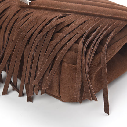 Saint Laurent Suede Matelasse Chevron Fringe Monogram Medium College Bag Marron Clair 9 of 9