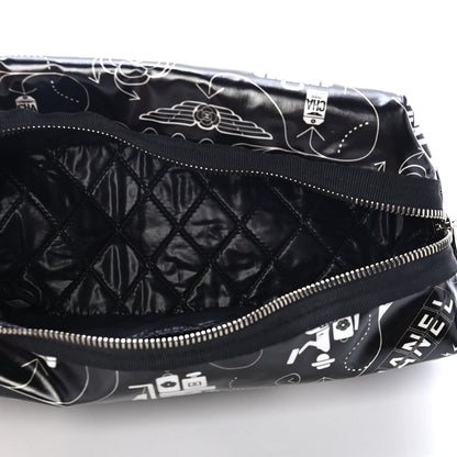 Chanel Coated Canvas Small Airline Cosmetic Pouch Black White 4 of 4