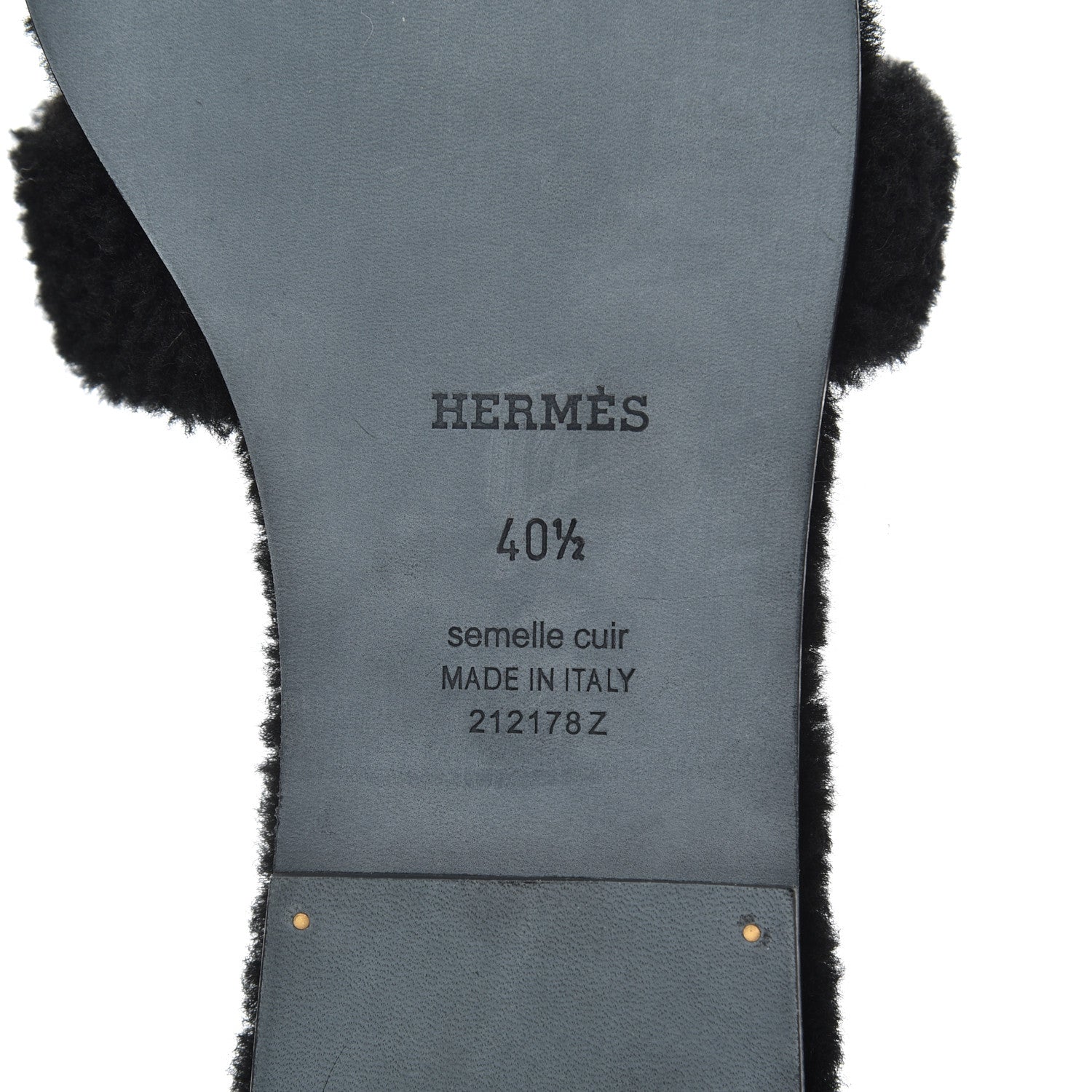 Hermes Woolskin Oran Sandals 40.5 Black 7 of 12