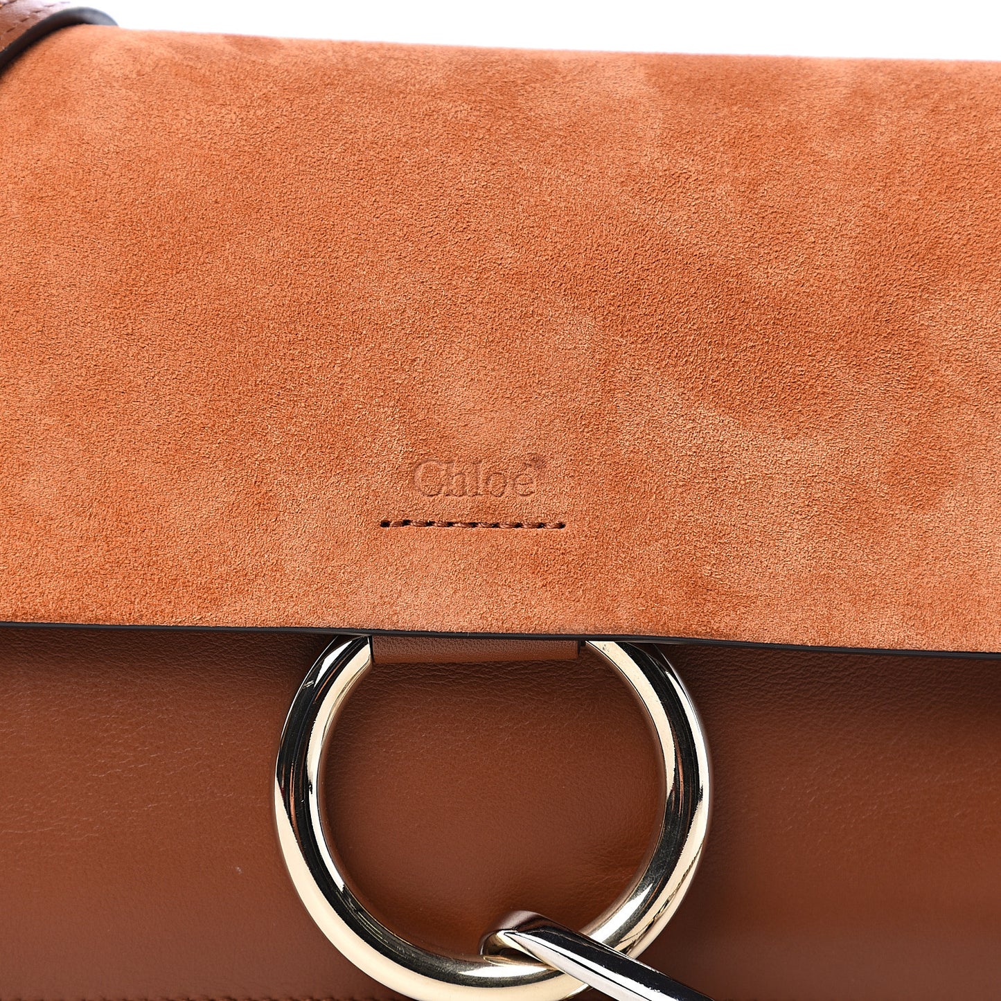 Suede Calfskin Small Faye Shoulder Bag Tobacco
