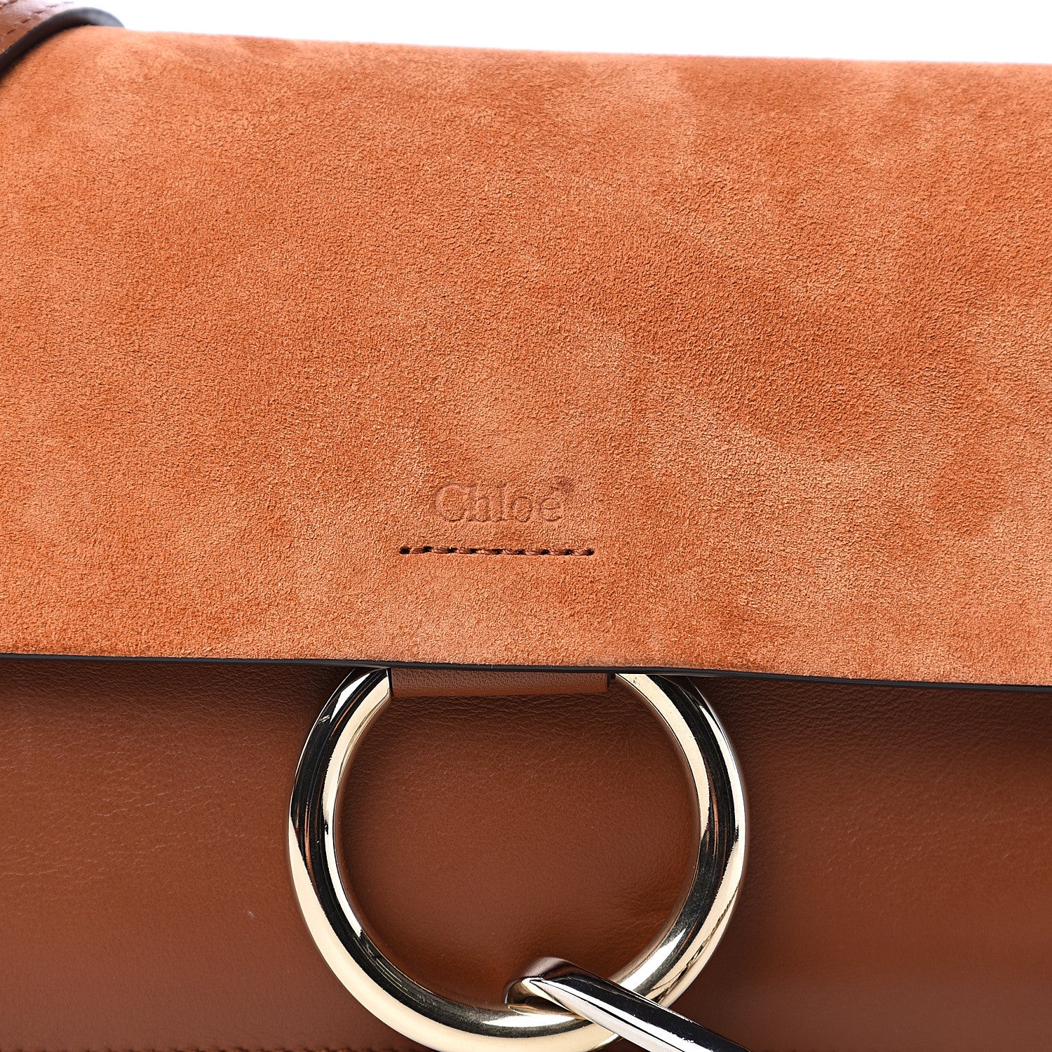 Chloe Suede Calfskin Small Faye Shoulder Bag Tobacco 8 of 8