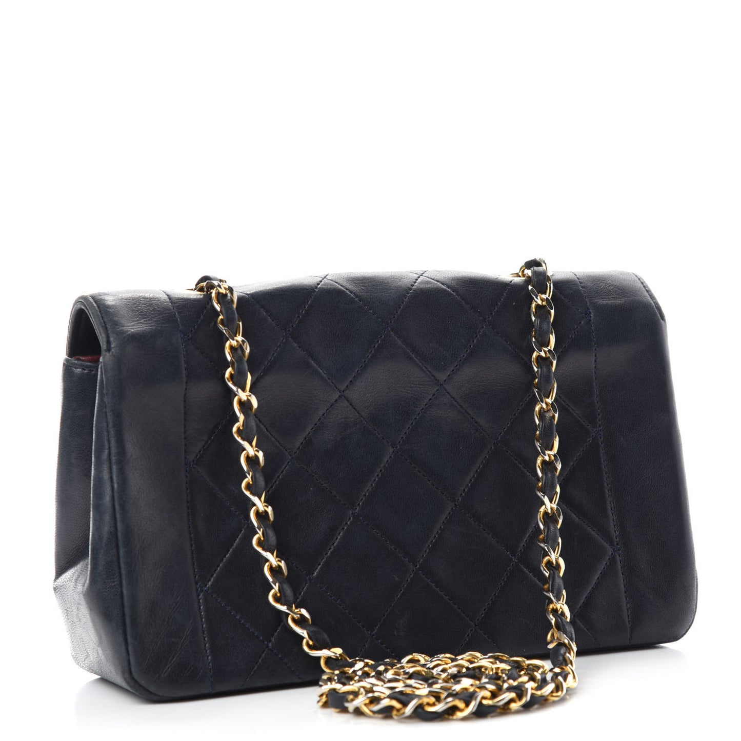 Lambskin Quilted Small Single Flap Bag Navy