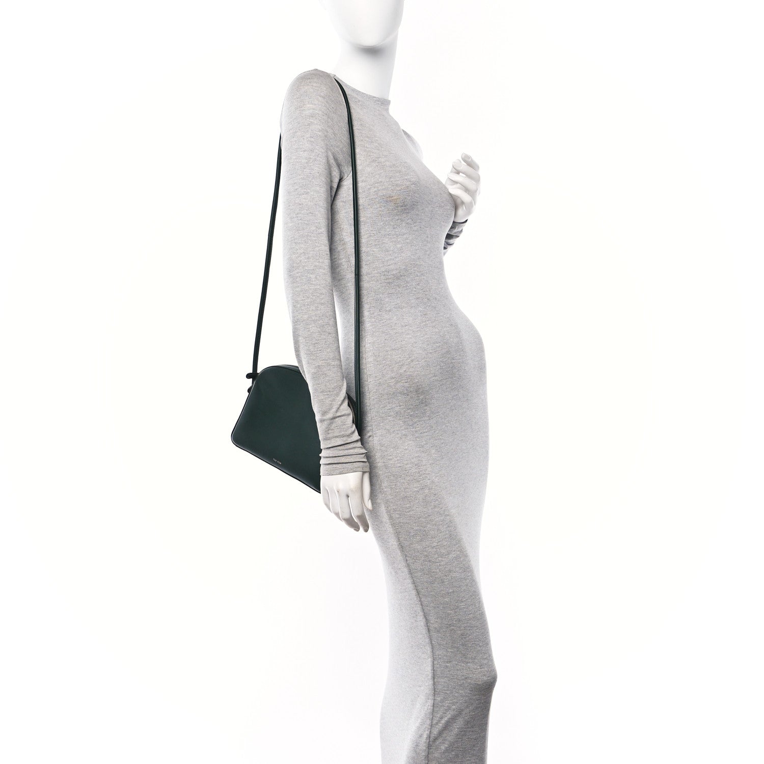 The Row Calfskin Single Mignon Shoulder Bag Bottle Green 2 of 9