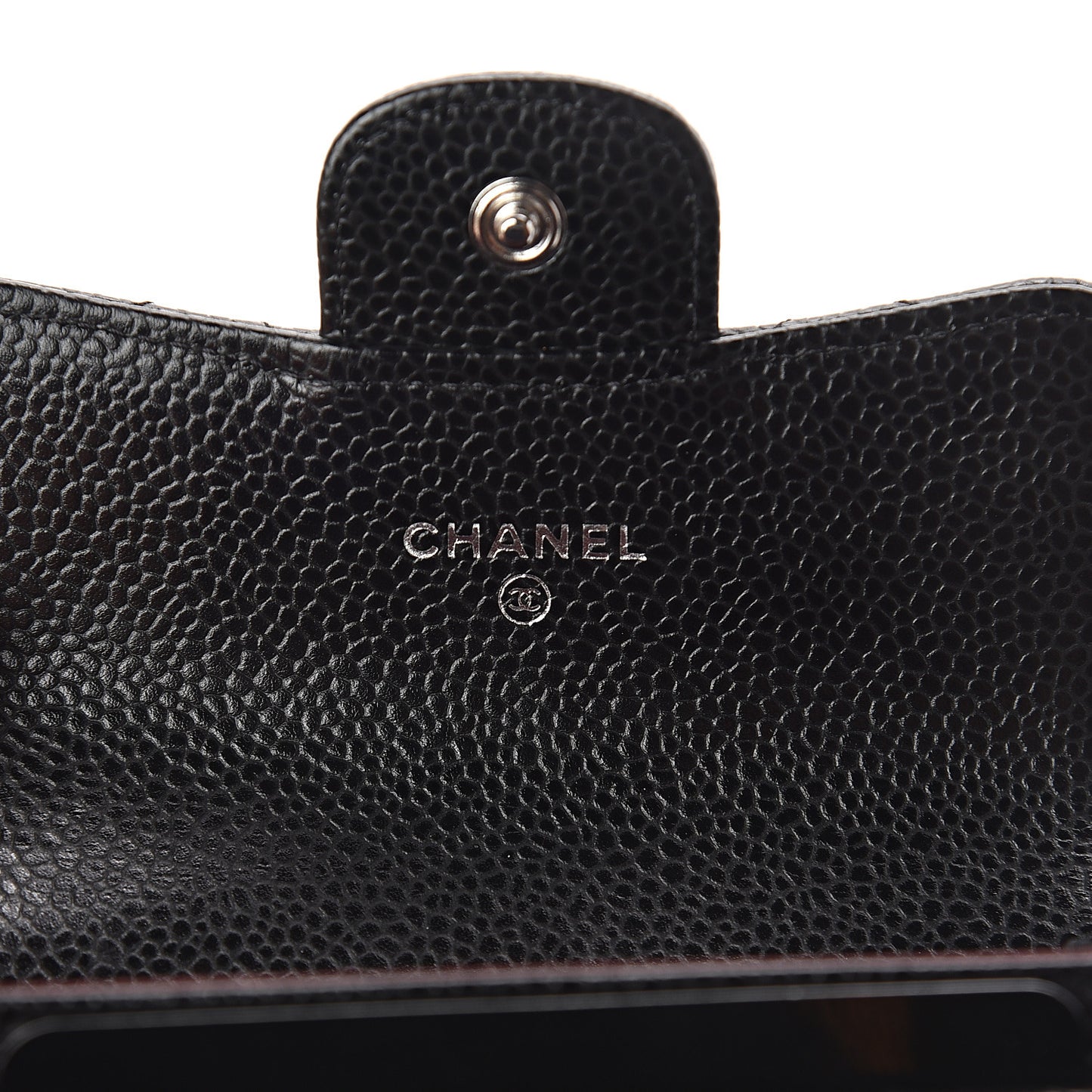 Caviar Quilted Flap Card Holder Black