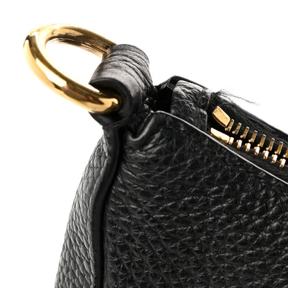 Prada Vitello Daino Soft Zippered Hobo Shoulder Bag Black 11 of 11