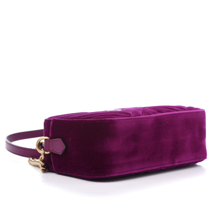 Gucci Velvet Matelasse Small GG Marmont Chain Shoulder Bag Fuchsia Violet Cyclamen 6 of 11