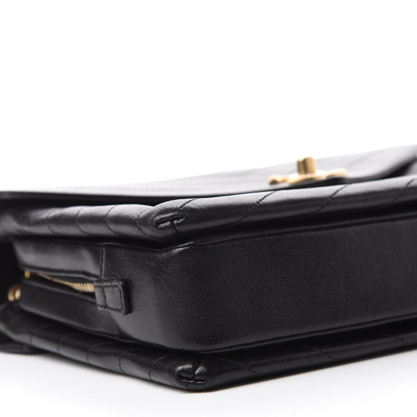 Lambskin Chevron Quilted Medium Envelope Flap Black
