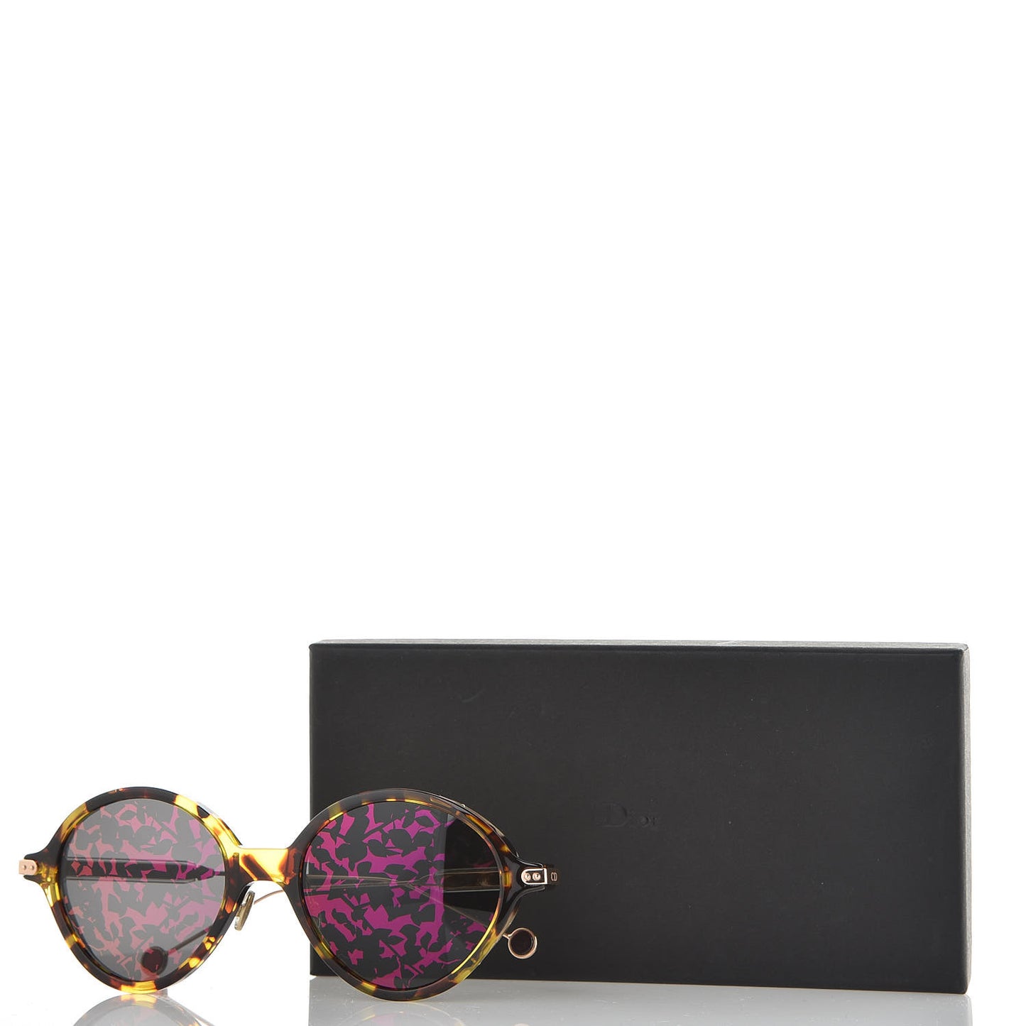 Acetate Leaf Print Umbrage Round Sunglasses Pink Foliage