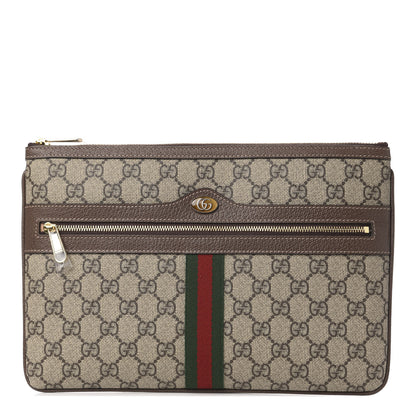 Gucci GG Supreme Monogram Large Ophidia Pouch Clutch Brown 1 of 8