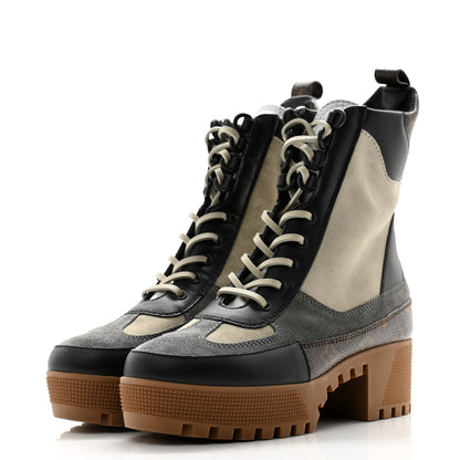 Louis Vuitton Suede Calfskin Monogram Platform Desert Boots 38 Dark Gray 3 of 9