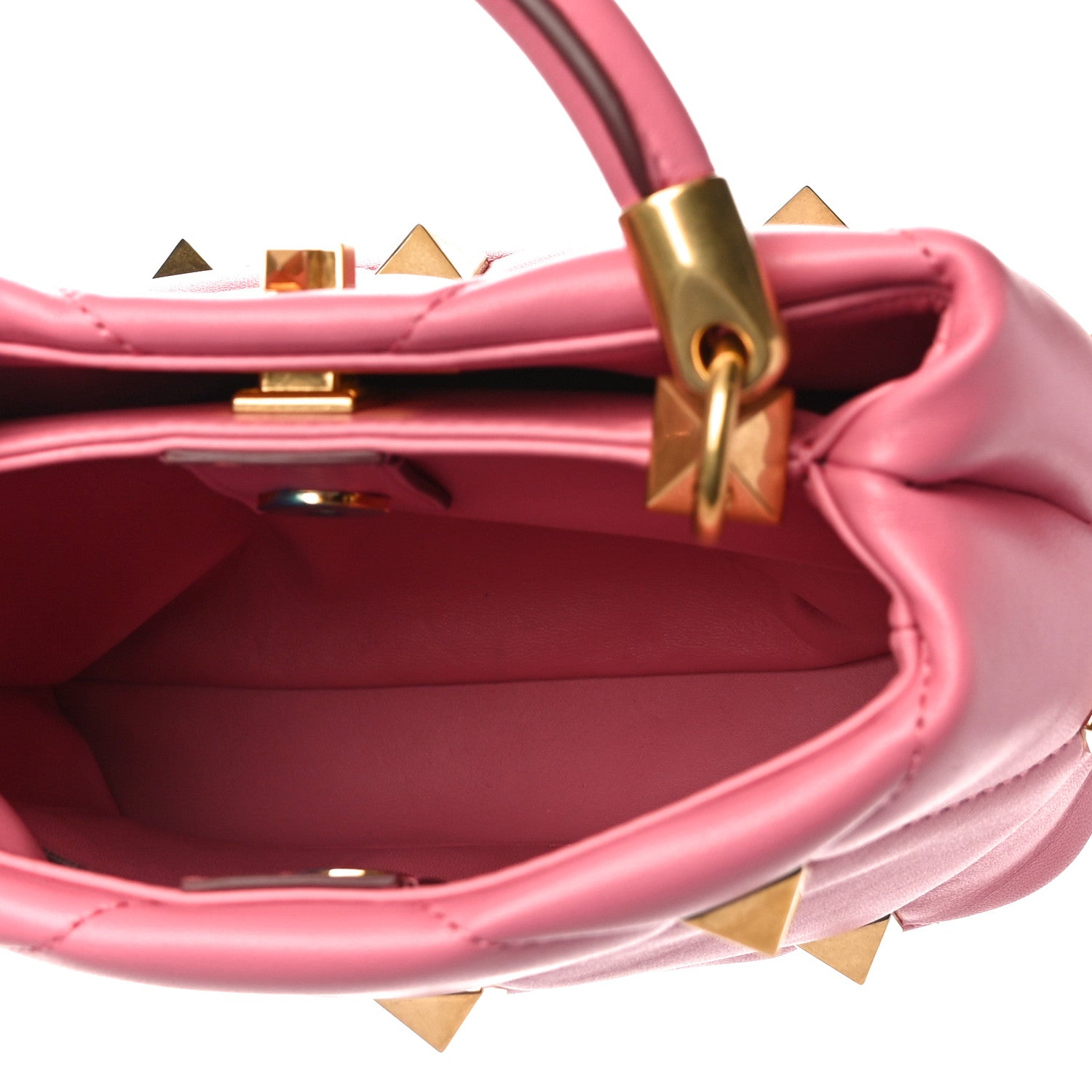Valentino Garavani Nappa Small Roman Stud The Handle Bag Flamingo Pink 5 of 10