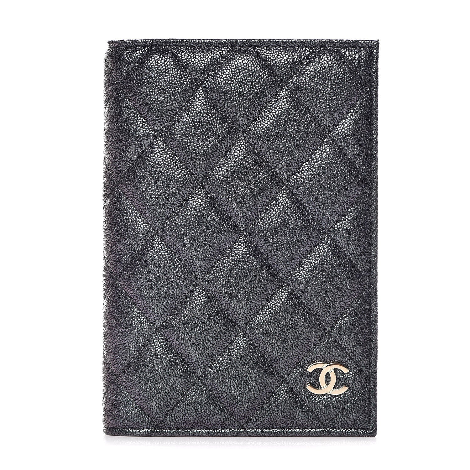 Chanel Iridescent Caviar Quilted Passport Holder Black 1 of 9