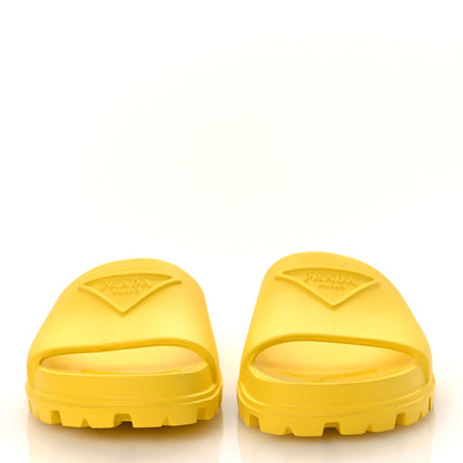 Prada EVA Rubber Triangle Logo Embossed Womens Lug Sole 20mm Slide Sandals 41 Sole 3 of 10