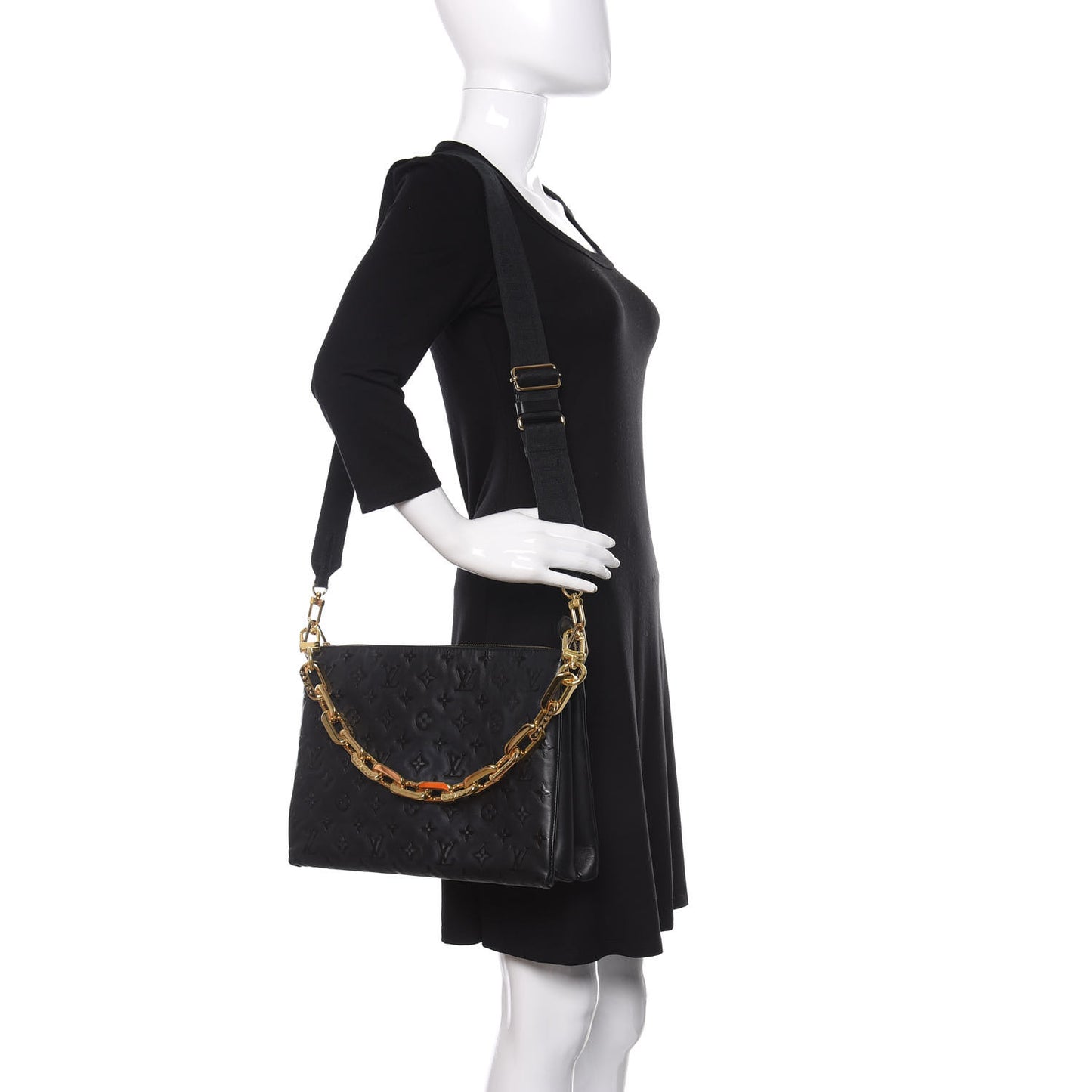 Lambskin Embossed Monogram Coussin MM Black