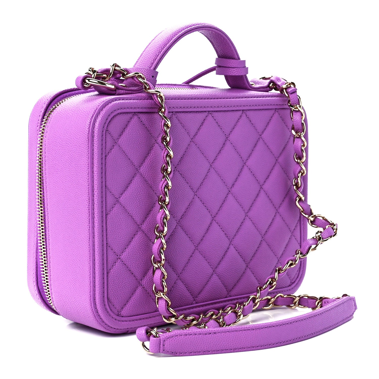 Chanel Caviar Quilted Medium CC Filigree Vanity Case Purple 3 of 11