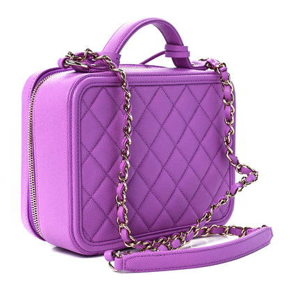 Chanel Caviar Quilted Medium CC Filigree Vanity Case Purple 3 of 11