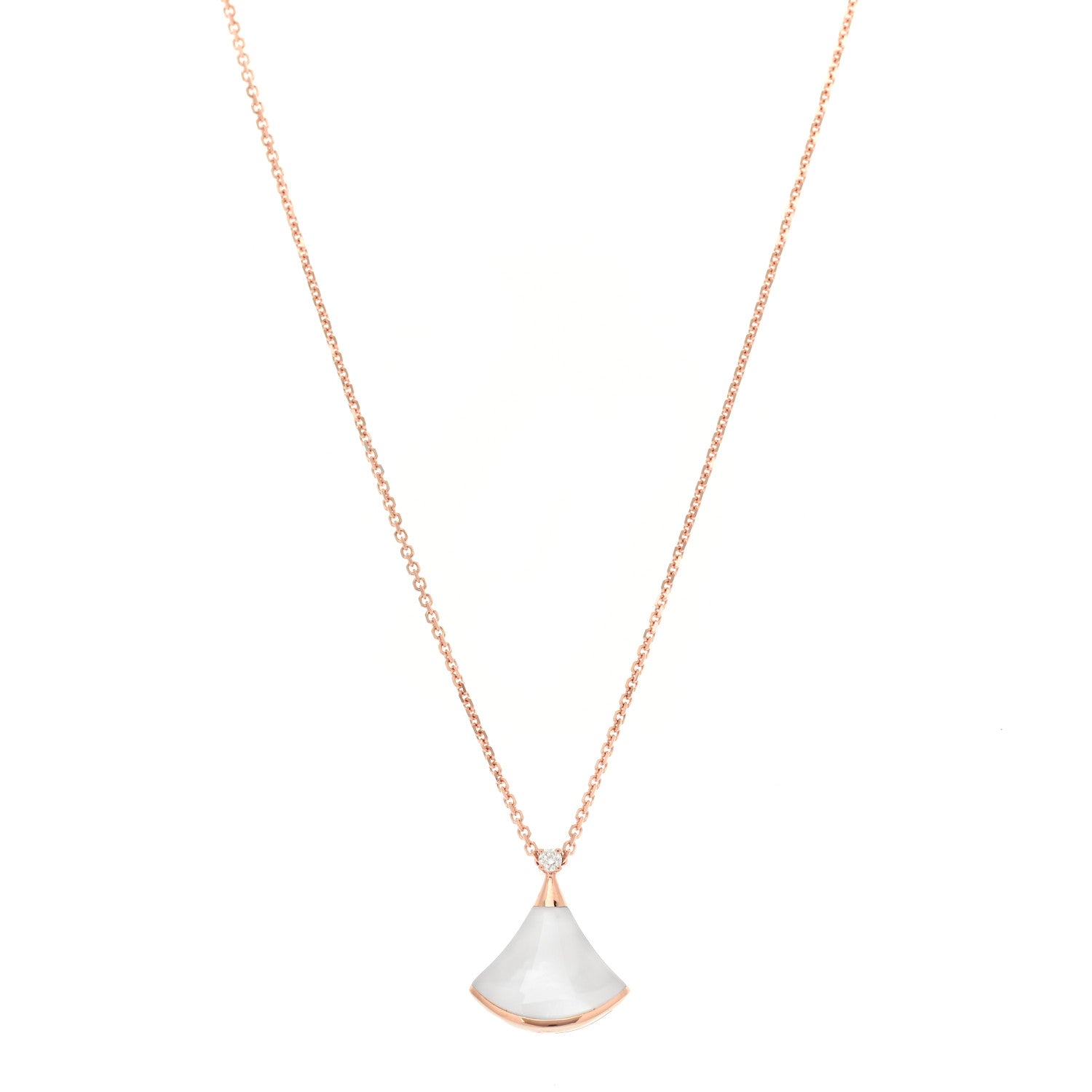 Bulgari 18K Rose Gold Diamond Mother of Pearl Small Divas' Dream Pendant Necklace 1 of 9