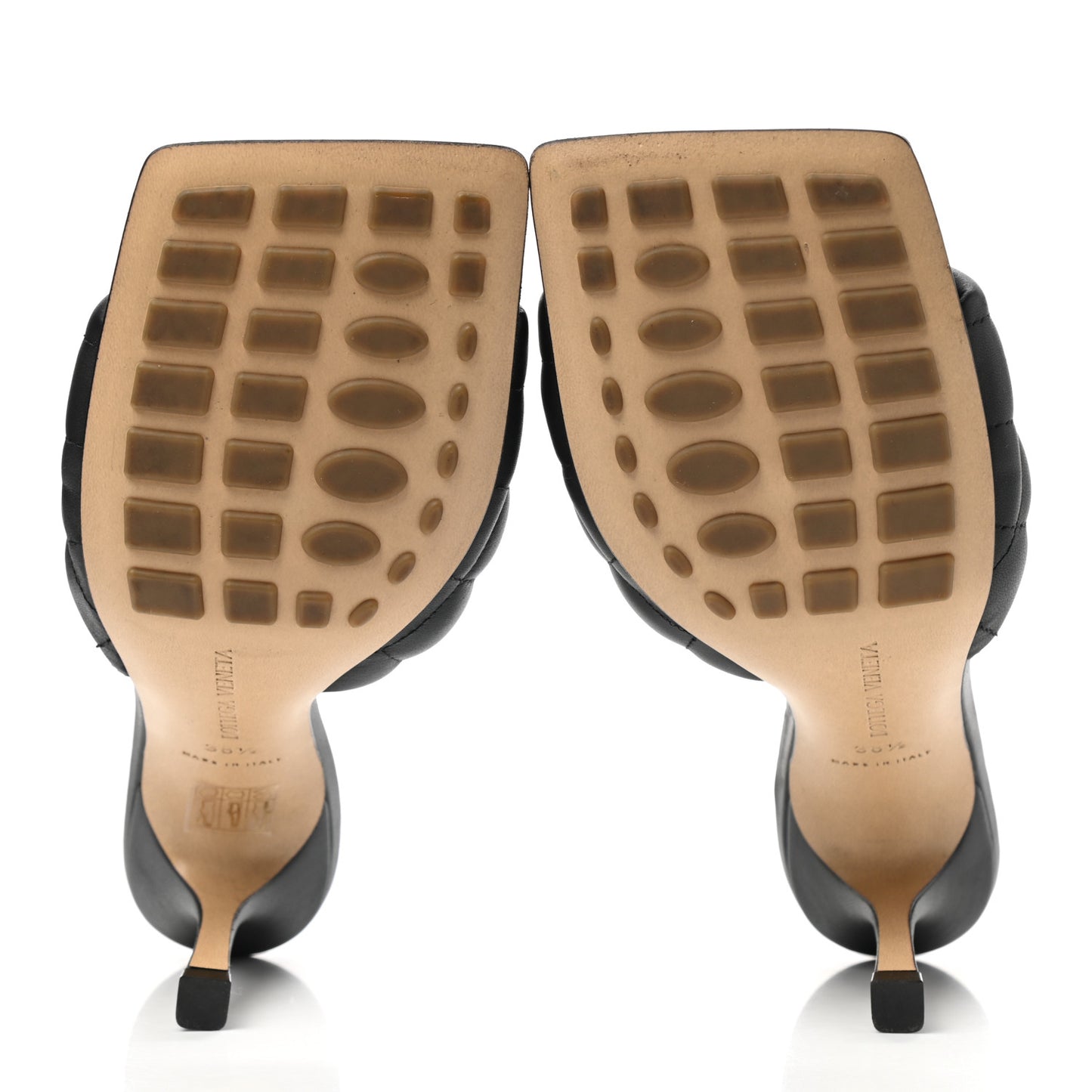 Nappa Matelasse Padded Mule Sandals 38.5 Black