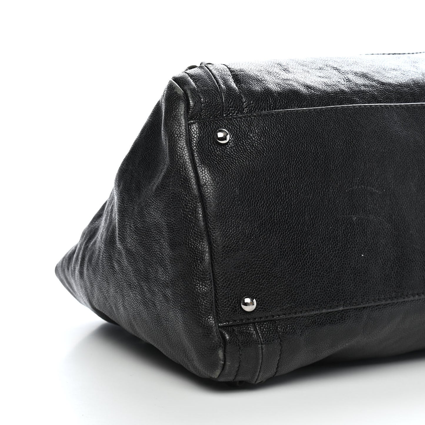 Glazed Caviar East West Modern Chain Tote Black