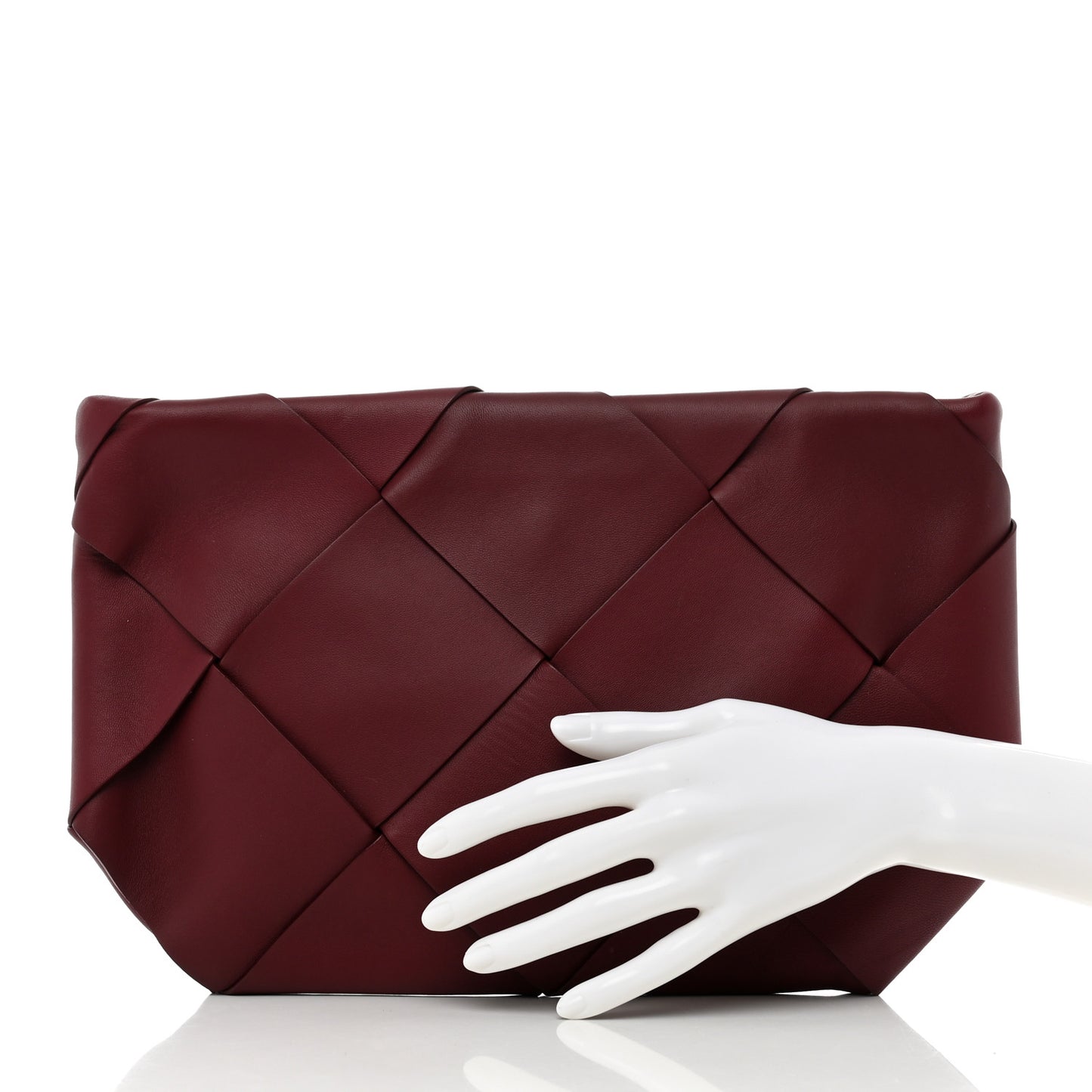Nappa Maxi Blown Up Intrecciato Pouch Clutch Bordeaux