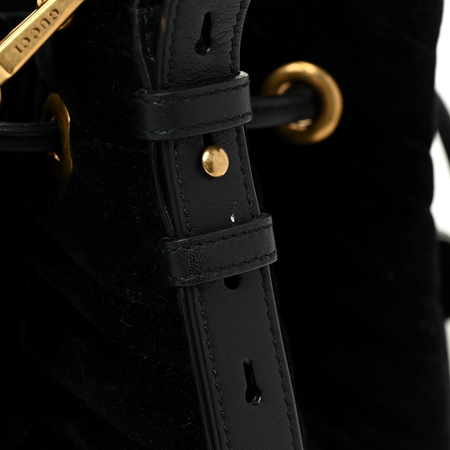 Velvet Matelasse GG Marmont Bucket Bag Black
