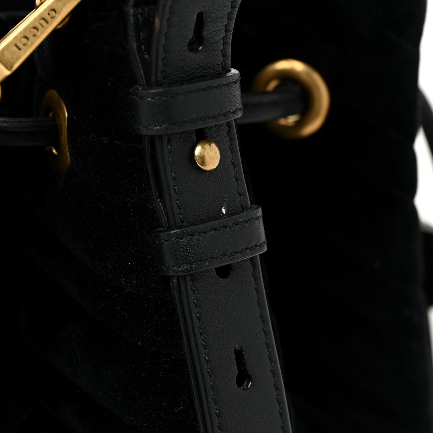 Gucci Velvet Matelasse GG Marmont Bucket Bag Black 11 of 12