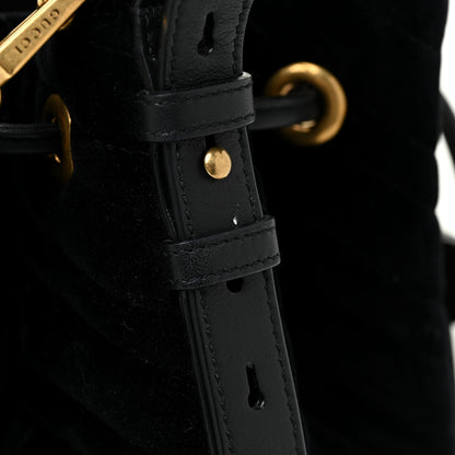 Gucci Velvet Matelasse GG Marmont Bucket Bag Black 11 of 12