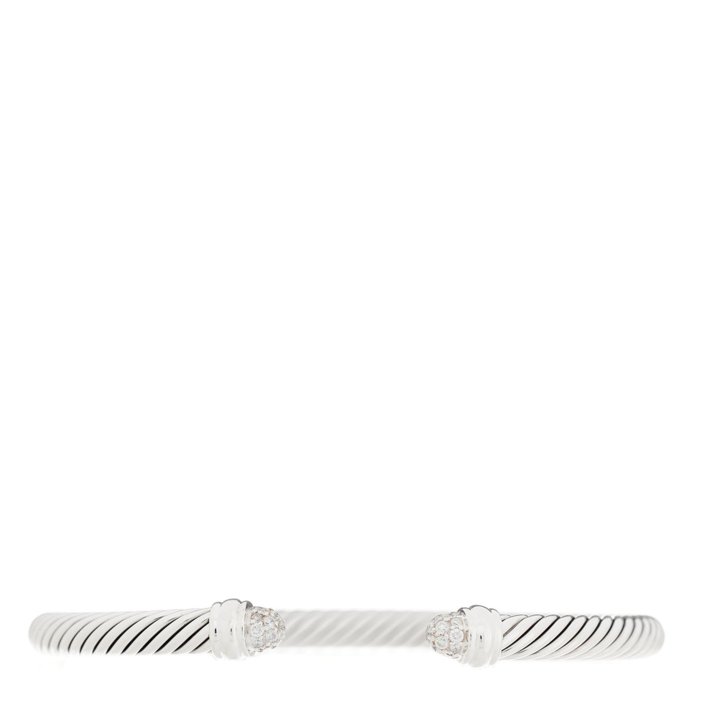 Sterling Silver Pave Diamond 5mm Cable Classics Bracelet