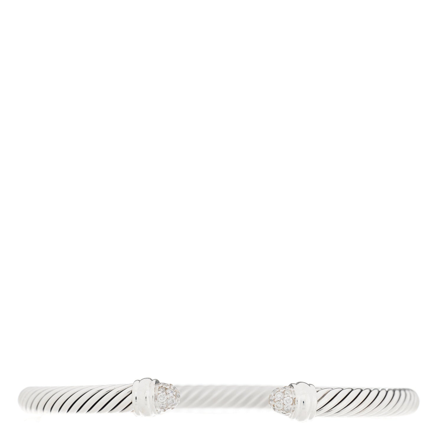 David Yurman Sterling Silver Pave Diamond 5mm Cable Classics Bracelet 1 of 3