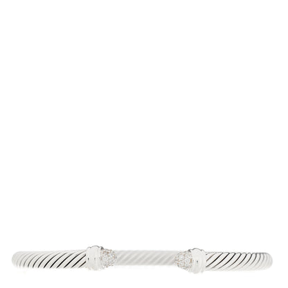 David Yurman Sterling Silver Pave Diamond 5mm Cable Classics Bracelet 1 of 3