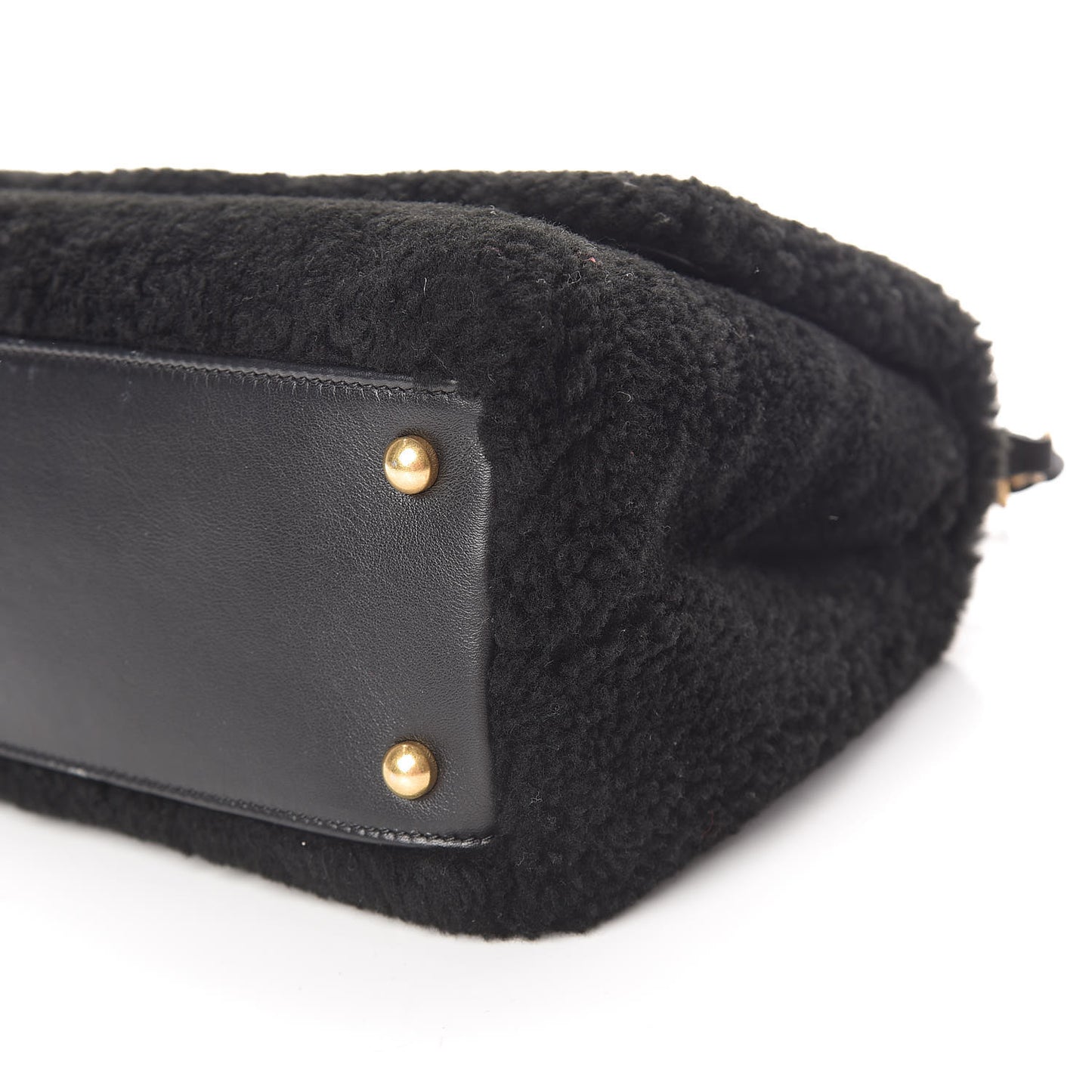 Shearling Lambskin Medium Coco Handle Flap Black