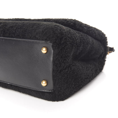 Chanel Shearling Lambskin Medium Coco Handle Flap Black 9 of 10