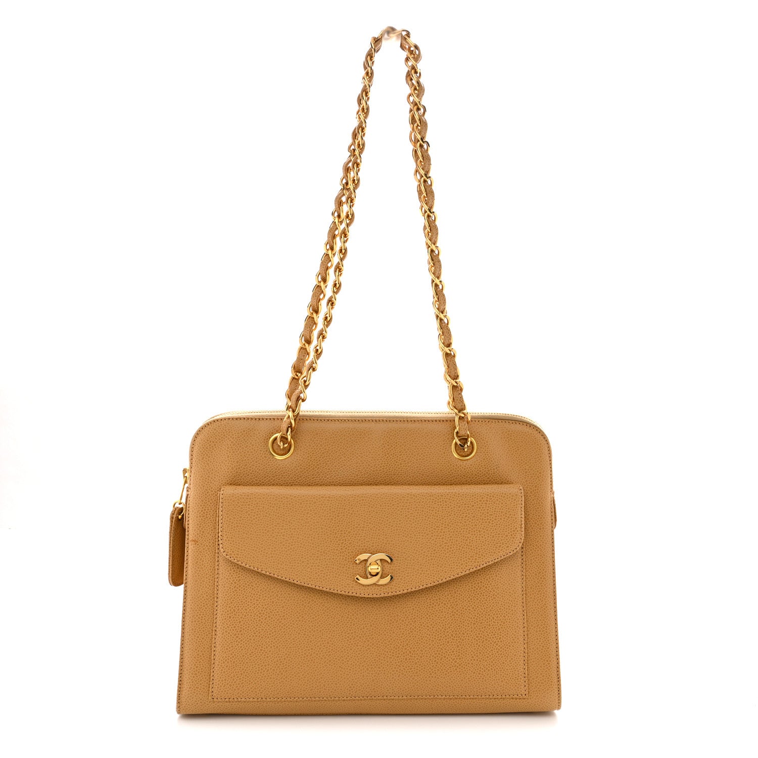 Chanel Caviar Flap Shoulder Bag Beige 1 of 11