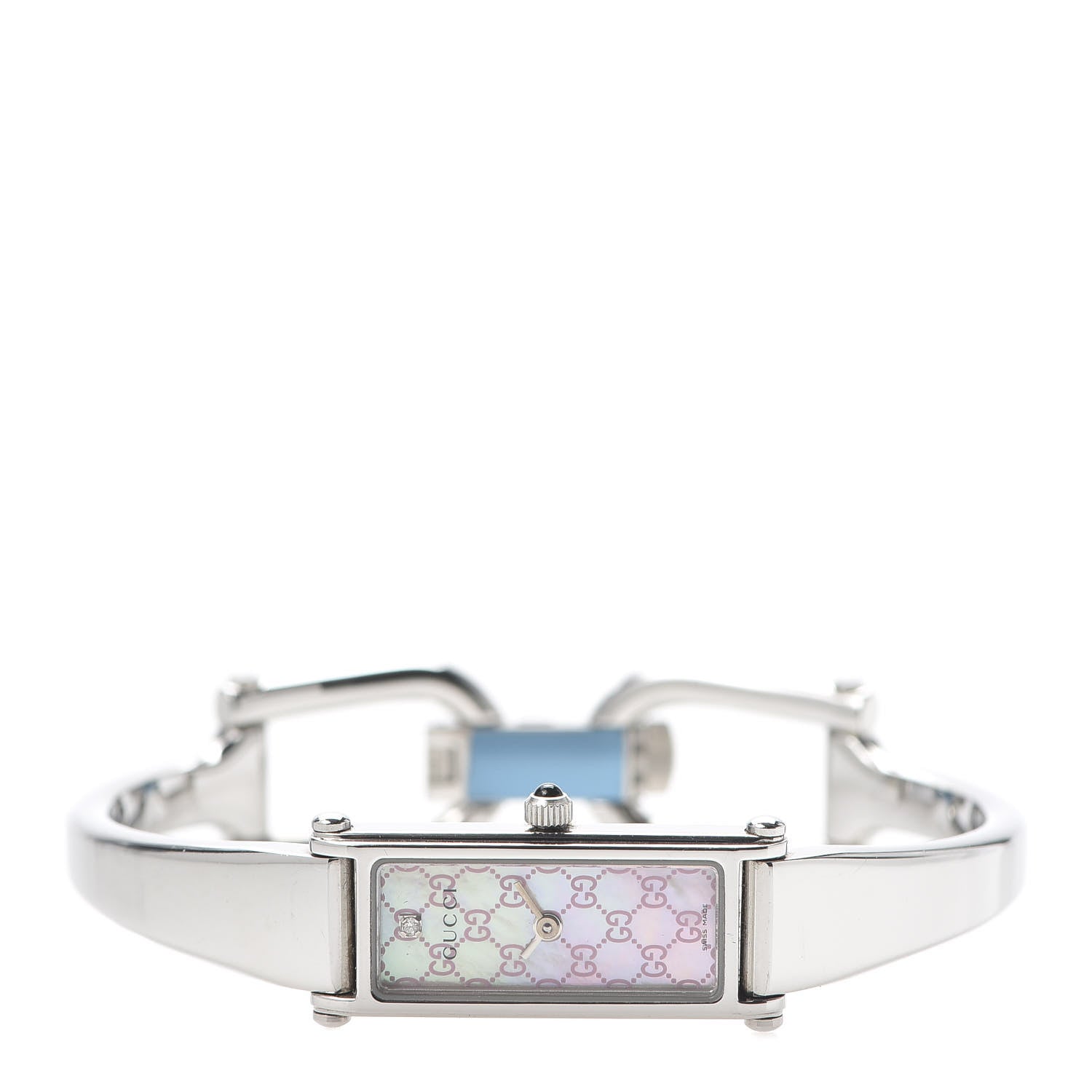 Gucci Stainless Steel Diamond Pink Mother of Pearl 12mm 1500L Horsebit Quartz Watch 3 of 6