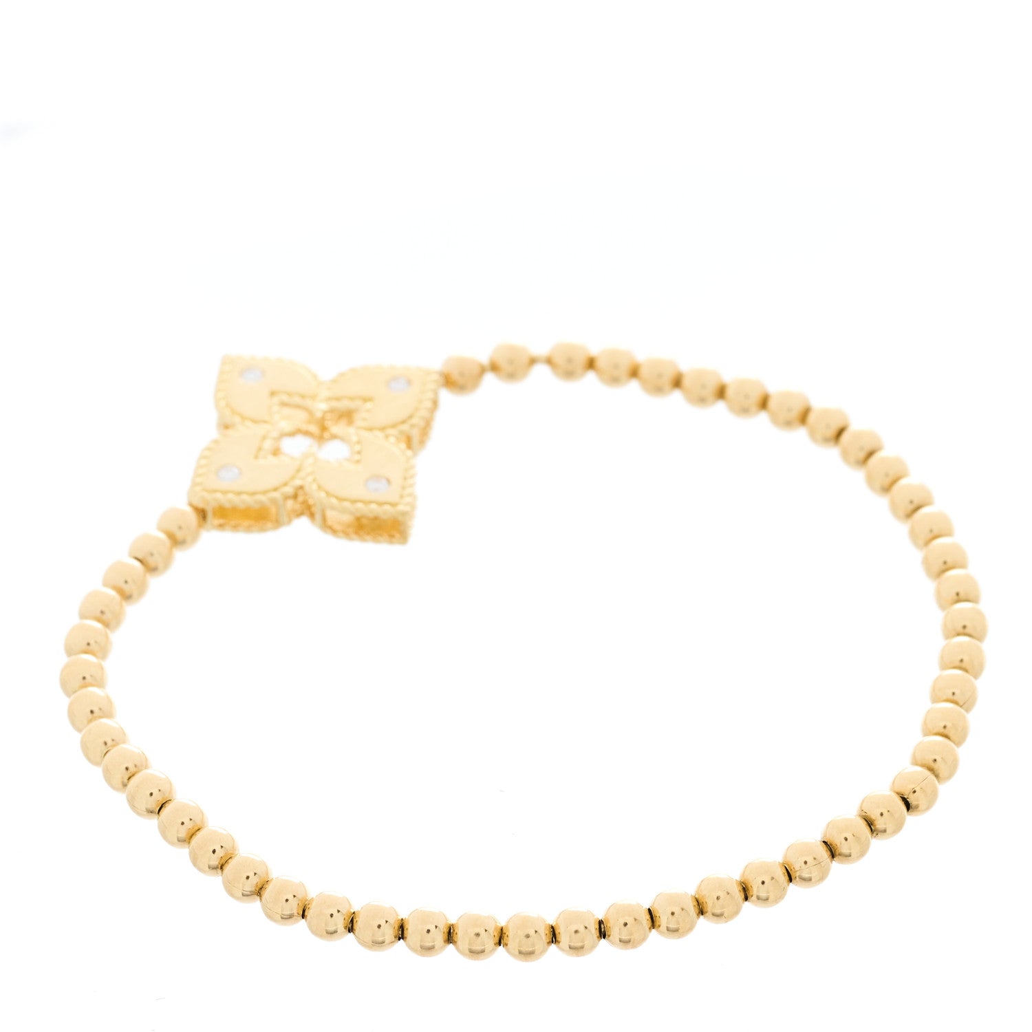 Roberto Coin 18K Yellow Gold Diamond Venetian Bead Stretch Bracelet 2 of 3