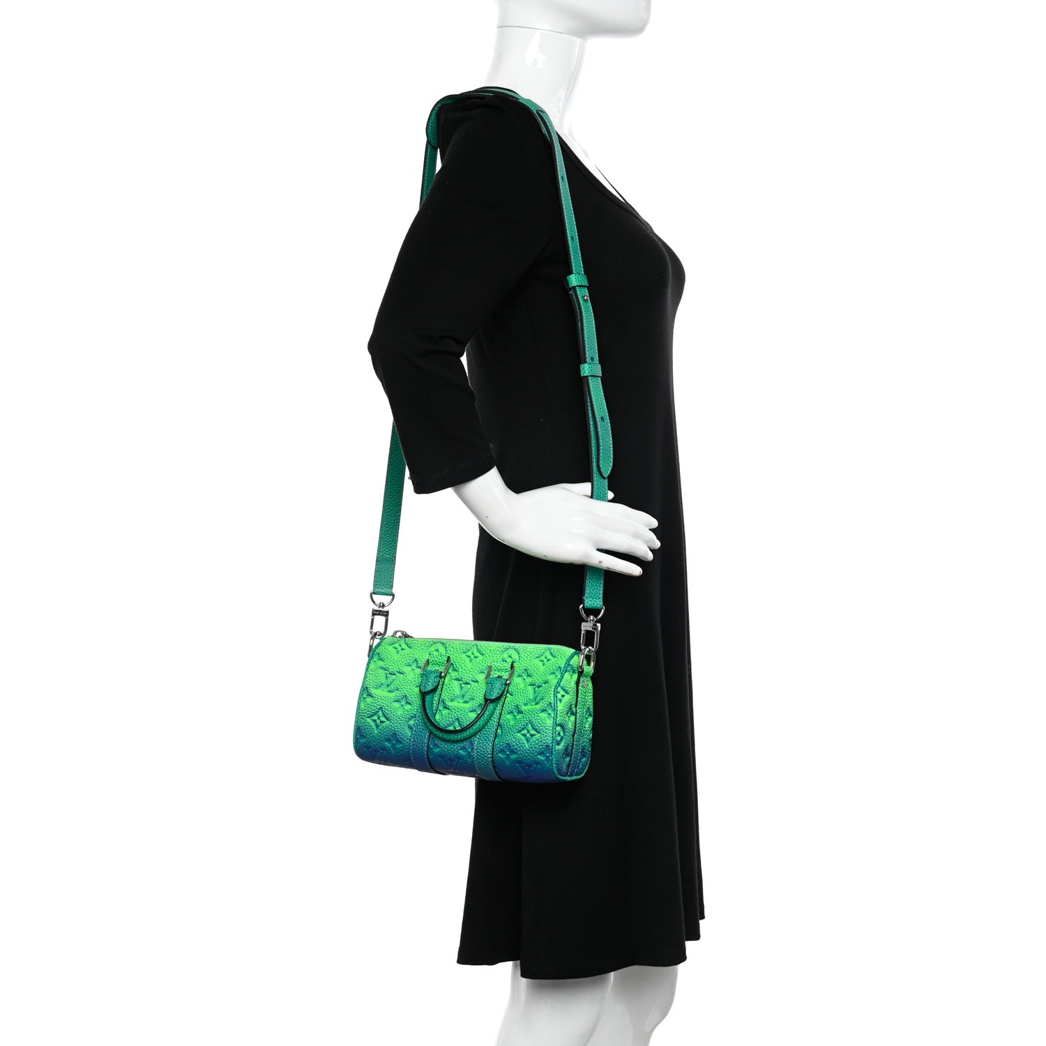 Louis Vuitton Taurillon Illusion Keepall XS Bleu Vert 2 of 9
