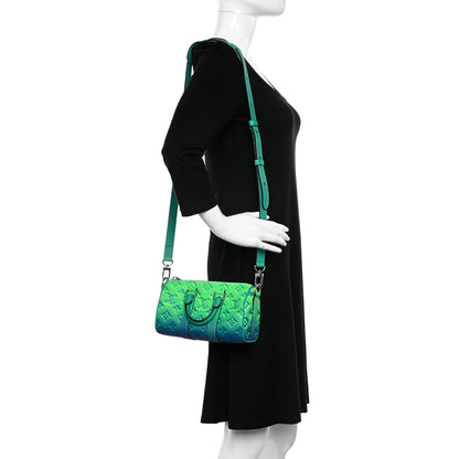 Louis Vuitton Taurillon Illusion Keepall XS Bleu Vert 2 of 9