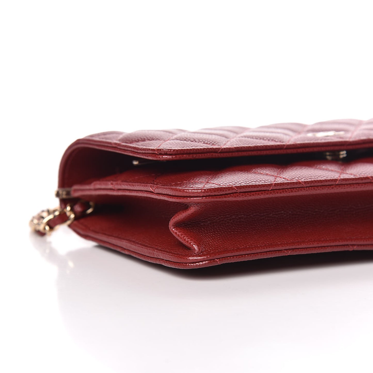 Caviar Quilted Wallet On Chain WOC Dark Red