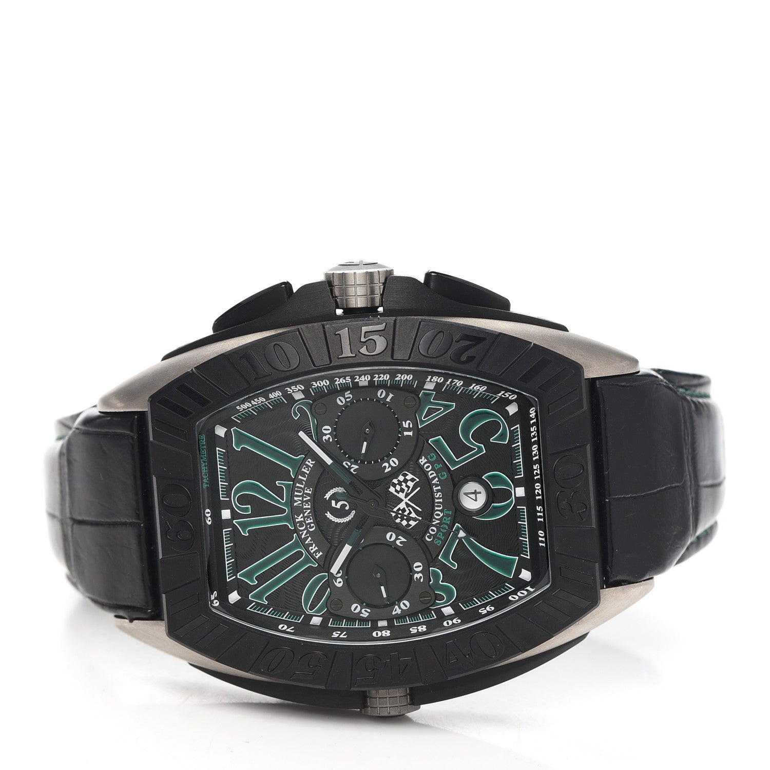 Franck Muller Stainless Steel Titanium Alligator 42mm Conquistador Grand Prix Limited Edition Automatic Watch Black 9900SCDT 2 of 4