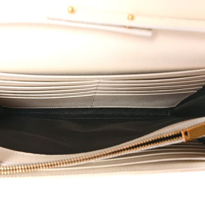Saint Laurent Grain De Poudre Matelasse Chevron Monogram Chain Wallet Crema Soft 5 of 10