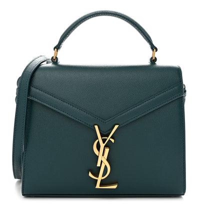 Saint Laurent Grain de Poudre Mini Classic Monogram Cassandra Top Handle Teal 1 of 11