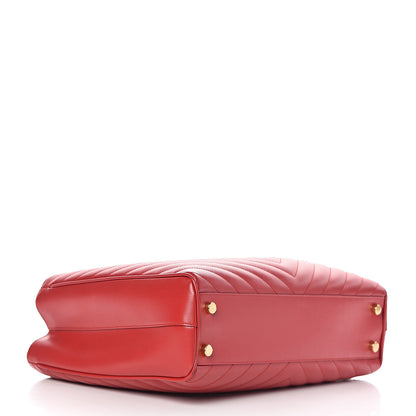 Saint Laurent Grain De Poudre Matelasse Chevron Monogram Shopping Bag Red 4 of 11