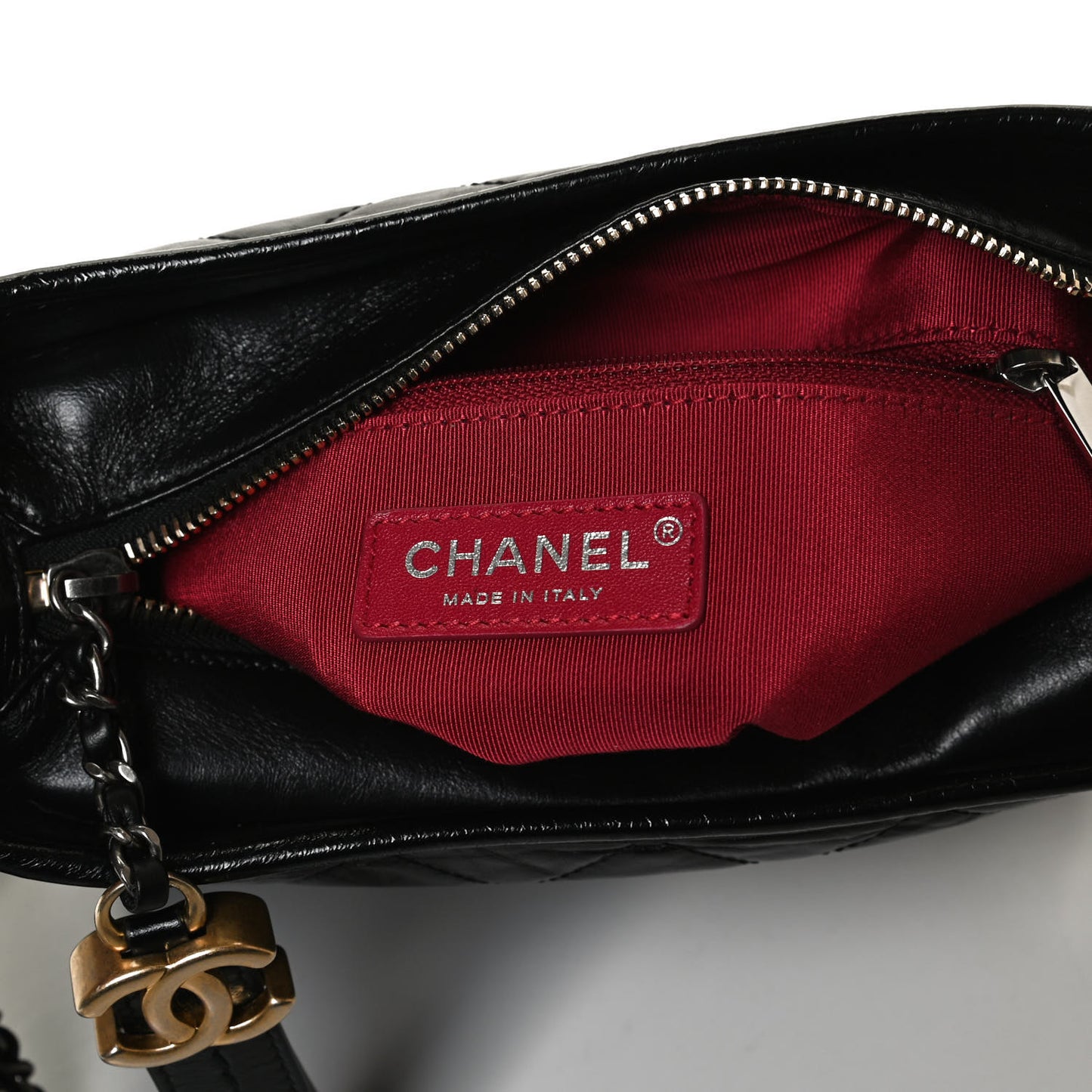 Aged Calfskin Quilted Small Gabrielle Hobo Black