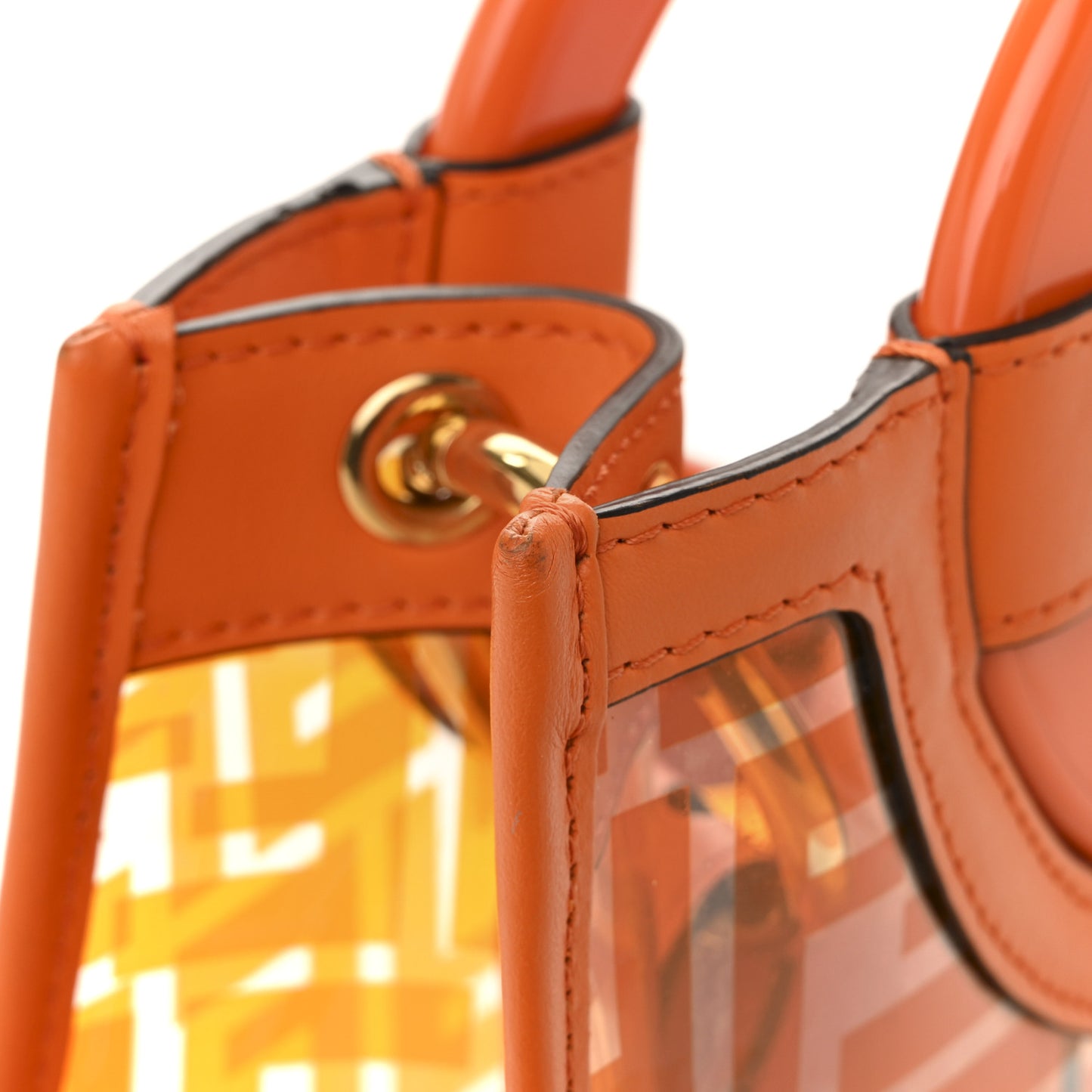 TPU FF Vitello Century Plexiglass Small Runaway Shopper Tote Aranciata