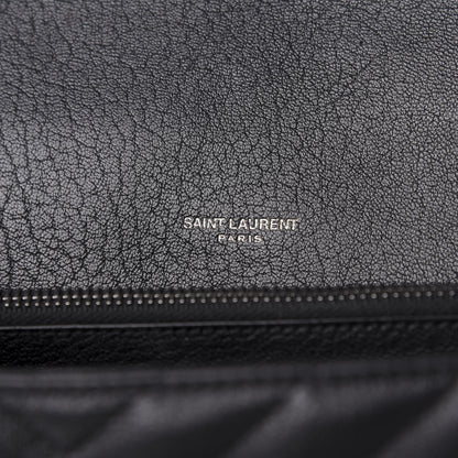 Saint Laurent Sheepskin Matelasse Chevron Monogram Monochrome Large College Satchel Black 9 of 12