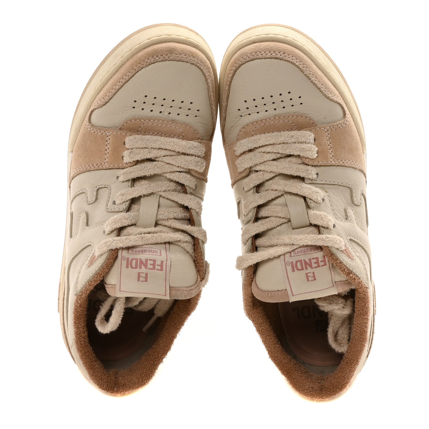 Fendi Suede Vitello Fendi Match Low Top Sneakers 37 Nudo White Garza Rosa 2 of 8