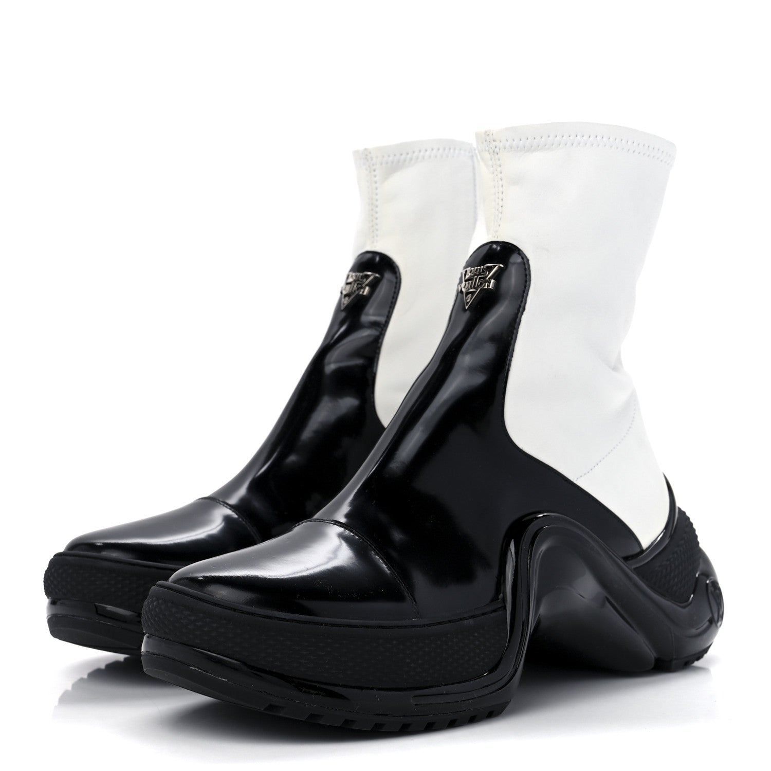 Louis Vuitton Glazed Calfskin Lambskin LV Archlight Sneaker Boots 40 Black White 3 of 9