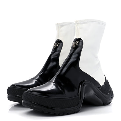 Louis Vuitton Glazed Calfskin Lambskin LV Archlight Sneaker Boots 40 Black White 3 of 9