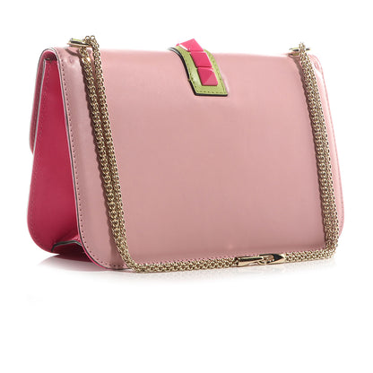 Valentino Garavani Vitello Tri-Color Large Glam Lock Rockstud Flap Pop Gardenia Pop Apple Pop Fuxia 3 of 8
