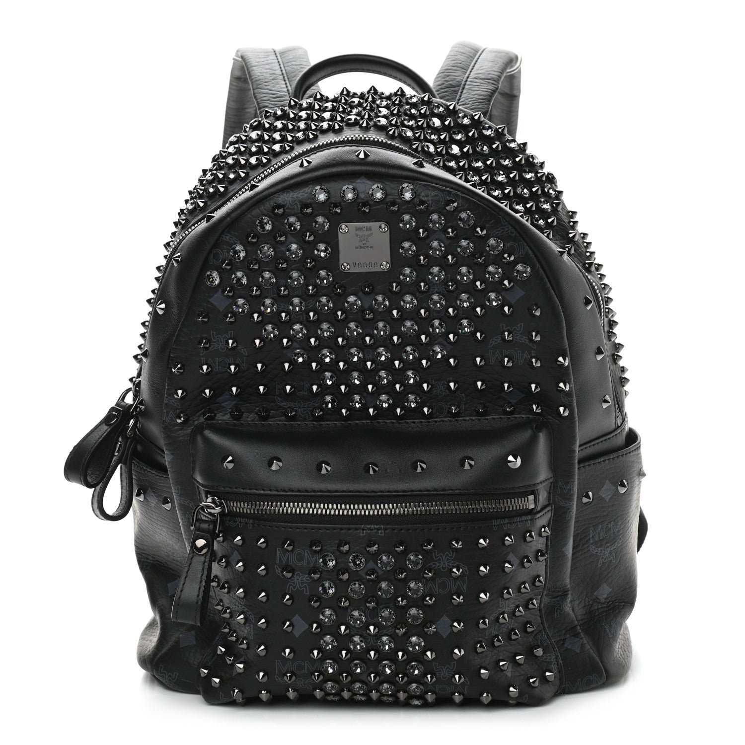 MCM Visetos Swarovski Studded Small Diamond Backpack Black 1 of 10